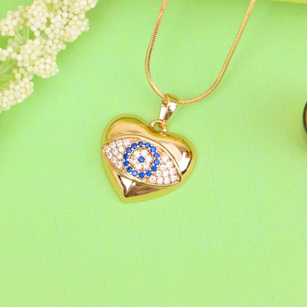 "Heart Shape Evil Eye Pendant in Rose Gold Finish, XPPT1576 - Picture 13 of 13